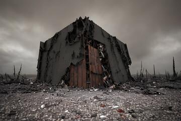 A post-apocalyptic wasteland with ruins and ruins - obrazy, fototapety, plakaty
