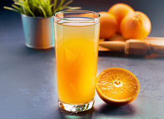 Fototapeta premium Fresh and cold orange juice. Generated AI