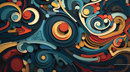 Background Wallpaper - Organic Geometry combining intricate patterns and organic shapes with blending flowing curves and sharp angles, using a rich palette (Generative AI)