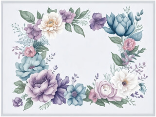 Water Color Pastel Flower and bloom, Wedding decorative perfect rectangle frame border, Generative AI