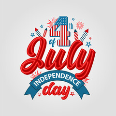 Naklejka premium Usa Independence day 4th of July background with us flag premium Vector. National holiday Festive illustration.