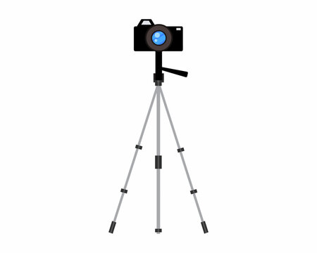 Vector Illustration of Digital camera on a tripod.