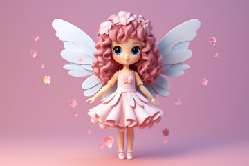 A cute fairy with long hair 3d character