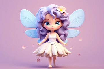 A cute fairy with long hair 3d character