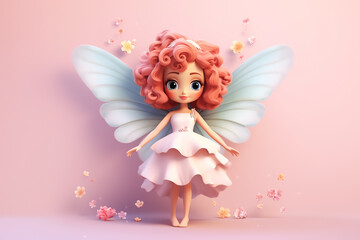 A cute fairy with long hair 3d character