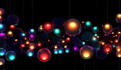 neon circles on a dark background, abstract background or screen wallpaper