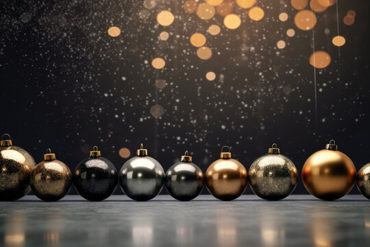 Christmas balls with copyspace background. Warm colors.