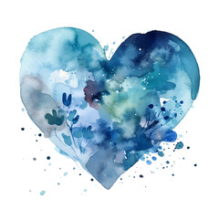 Blue watercolor heart (Generative AI)