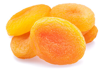 Dry apricots isolated on white background.
