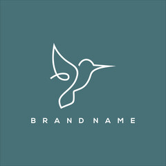 line art hummingbird and leaf wellness logo vector © Dwi