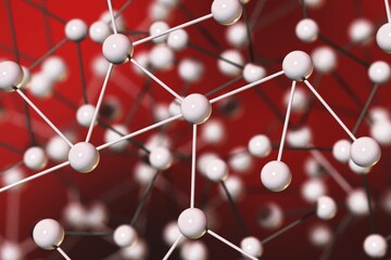 Neural networks, nanotechnology, abstract molecule, 3d rendering
