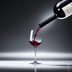 Obraz na płótnie Canvas Red wine pouring into wine glass ai generated