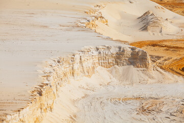 White sand quarry. Open-pit extraction.
