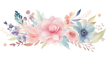 Fototapeta premium Embrace the delicate beauty of watercolor pastel flowers and blooms, exquisitely captured in a perfect rectangle frame border. 🌸🎨✨