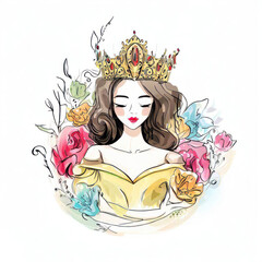 Queenly Elegance: Watercolor Delight, Generative AI
