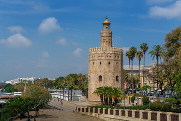 Fototapeta na wymiar Torre del Oro (Golden Tower) at Guadalquivir River - Seville, Andalusia, Spain