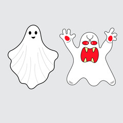 vector hand drawn ghost outline illustration