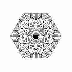 eye of the person in a circle vector hand drawn hand of fatima illustration