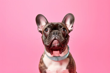 french bulldog over a pink background