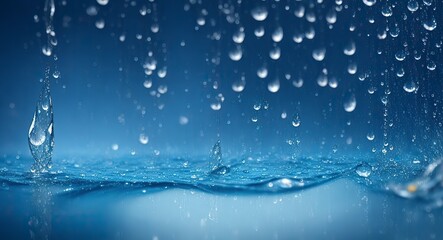 Naklejka na ściany i meble drops of water rain drop drops transparent rainy droplets Elegant wavy liquid abstract background Ai Generative