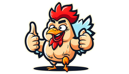 Thumbs Up Rooster: Mascot Cartoon Character Spreading Positivity Generative AI