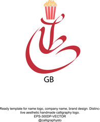 G.B initials signature logo. Handwriting logo vector templates. Hand drawn Calligraphy lettering Vector illustration.