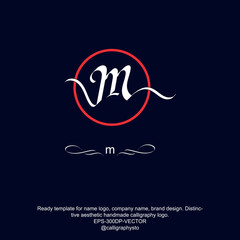 M initials signature logo. Handwriting logo vector templates. Hand drawn Calligraphy lettering Vector illustration.