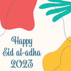 Happy Eid Al Adha social media post colorful abstract shape vector design