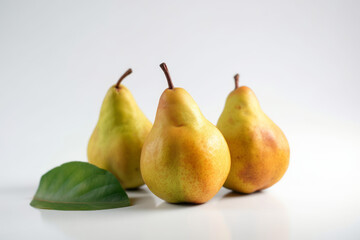 a few ripe juicy pears on a pure white background