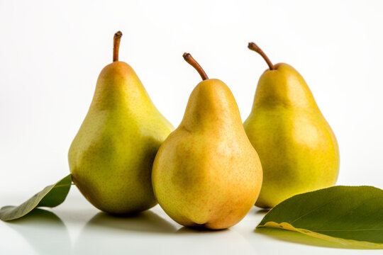 a few ripe juicy pears on a pure white background