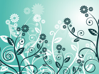 Abstrack patttern floral background with blue color vector