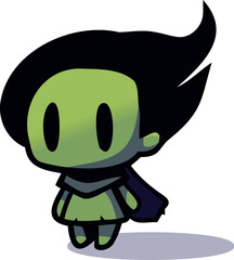 cute green kawaii chibi cartoon character
