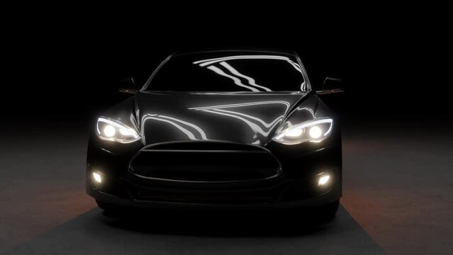 Black hybrid electric car in studio lighting, with depth of field. 4K UHD 3840x2160 3D professional render high quality.