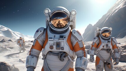 Team of astronauts embarking on a thrilling mission to explore uncharted planets, complete with futuristic spacesuits and high - tech spacecraft