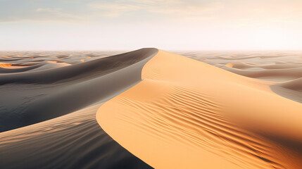 Fototapeta na wymiar Photo of dunes in the desert, no foot prints, untouched desert landscape