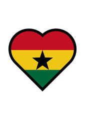 Ghana flag heart vector illustration