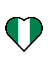 Nigeria flag heart vector illustration