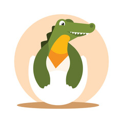 Crocodile in egg flat icon for apps and websites.