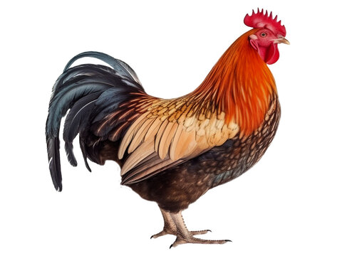 Rooster on transparent background. Generative AI.