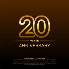 20th year anniversary design template in gold color. vector template illustration