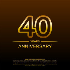 40th year anniversary design template in gold color. vector template illustration