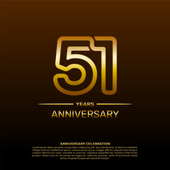 51th year anniversary design template in gold color. vector template illustration