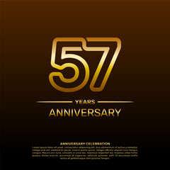 57th year anniversary design template in gold color. vector template illustration