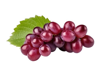 Fototapeta premium Red grape with leaves on transparent background