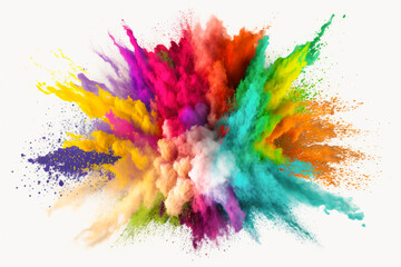 explosion of colored powder white background. abstract colored background. Generative ai