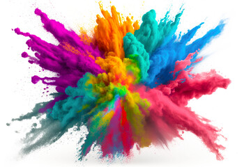 explosion of colored powder white background. abstract colored background. Generative ai