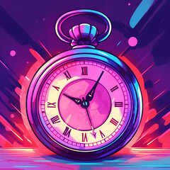 Obraz na płótnie Canvas Illustration of a timepiece vibrant colors highly detailed clock vibrant design colorful Generative AI