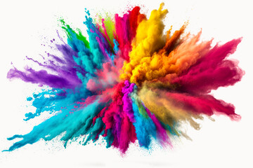 Obraz na płótnie Canvas explosion of colored powder white background. abstract colored background. Generative ai