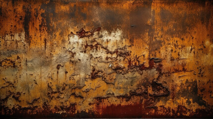Rusty metal surface with peeling paint. Texture of rusty metal.