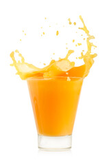 Fototapeta na wymiar orange juice splash isolated on a white background